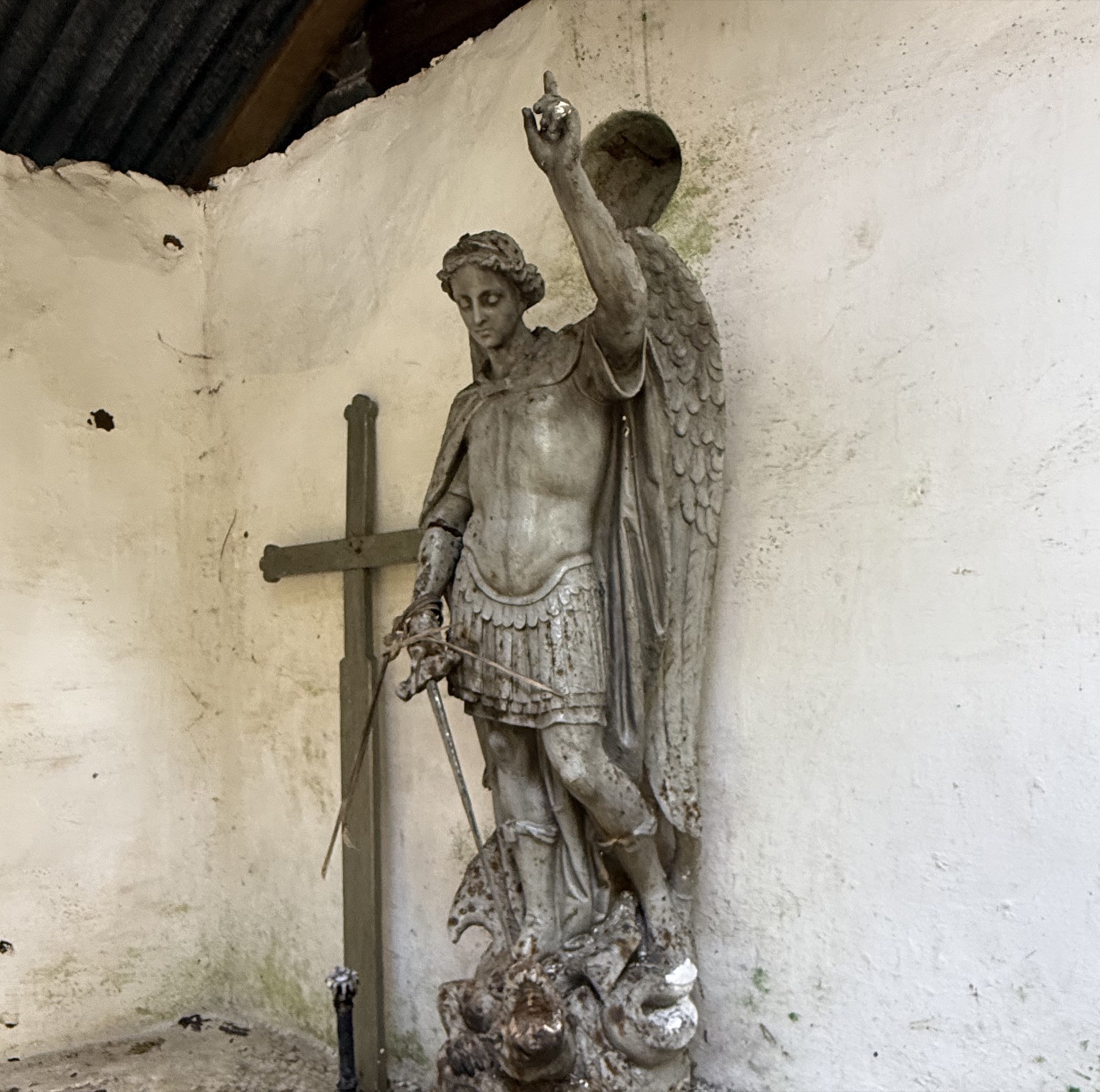 Original statue of the Archangel Michael inside the chapel